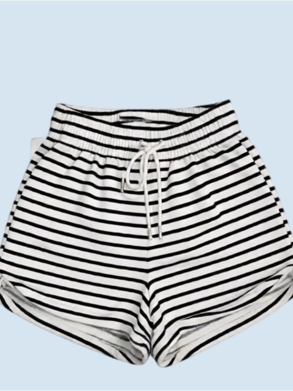 H&M Black & White Striped High-Waist Lounge Shorts